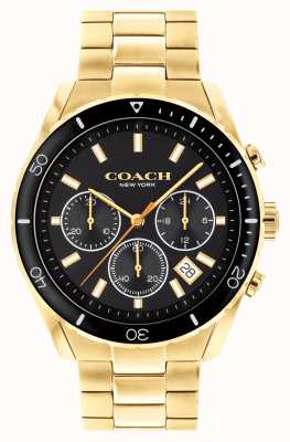 Coach Herren Preston | vergoldetes Stahlarmband | schwarzes Zifferblatt 14602517