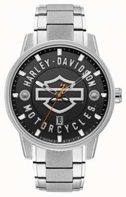 Harley Davidson Männer für ihn! | Edelstahlarmband | schwarzes Zifferblatt 76B182