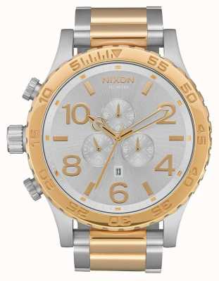 Nixon 51-30 chrono | Silber / Gold | zweifarbiges Armband | silbernes Zifferblatt A083-1921-00