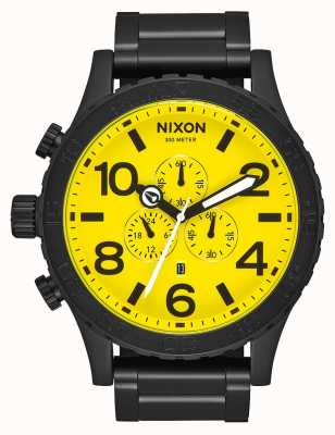 Nixon 51-30 chrono | alle schwarz / gelb | schwarzes IP Stahlarmband | gelbes Zifferblatt A083-3132-00