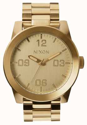 Nixon Unteroffizier ss | alles Gold | Gold IP Stahl Armband | goldenes Zifferblatt A346-502-00