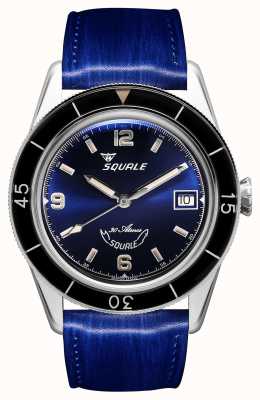 Squale 60 Jahre blau | unter 39 | blaues Lederarmband | blaues Zifferblatt ab Werk SUB39BL-CINSQ60BL EX-DISPLAY