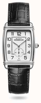 Herbelin Herren | Art-déco | silbernes Zifferblatt | schwarzes Lederband 10638/22