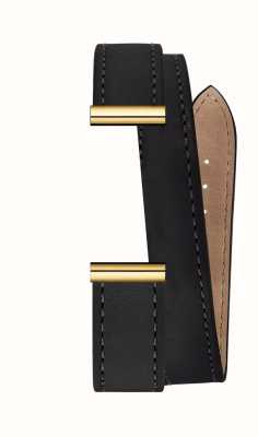 Herbelin Antarès Wechselarmband – doppelt gewickeltes schwarzes Leder / goldfarbenes PVD – nur Armband BRAC.17048.72/P