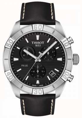 Tissot Pr100 Sport | Chronograph | schwarzes Zifferblatt | schwarzes Lederband T1016171605100