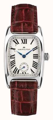 Hamilton Amerikanischer Klassiker Boulton, kleine Sekunde, Quarzwerk (23,5 mm), weißes Zifferblatt / ochsenblutrotes Lederarmband H13321811