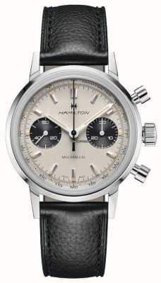 Hamilton Intramatisch - mechanischer Chronograph | schwarzes Lederband | weißes Zifferblatt H38429710
