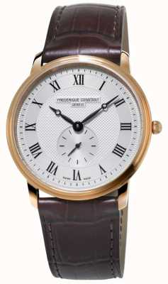Frederique Constant Herren schlank | braunes Lederband | silbernes Zifferblatt FC-235M4S4