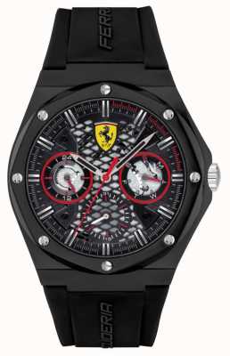 Scuderia Ferrari Streben | schwarzes Silikonarmband | schwarzes Zifferblatt 0830785