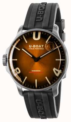 U-Boat Darkmoon 44 mm elegantes braunes Edelstahl-/Kautschukarmband 8703/B