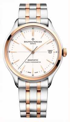 Baume & Mercier Clifton Baumatic Chronometer (40 mm), weißes Kassettenzifferblatt / zweifarbiges Edelstahlarmband M0A10458