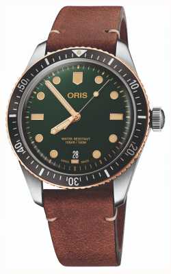 ORIS Divers 65 Automatik (40 mm), grünes Zifferblatt / braunes Lederarmband 01 733 7707 4357-07 5 20 45