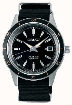 Seiko 60er Jahre schwarzes Nylonarmband im Presage-Stil SRPG09J1