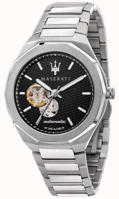Maserati Herrenstil-Automatik | Edelstahlarmband | schwarzes Zifferblatt R8823142002
