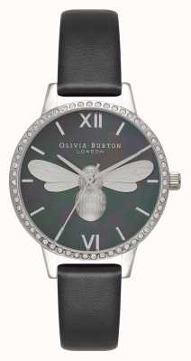 Olivia Burton Lucky Bee Midi Sparkle Dial schwarz & silber Uhr OB16BB13