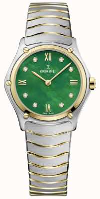 EBEL Sport classic - 8 Diamanten (29 mm) grünes Perlmuttzifferblatt / 18 Karat Gold & Edelstahl 1216541