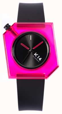 Klasse14 K14 rosa Puppe 40 mm schwarzes Silikonarmband WKF19PK001M