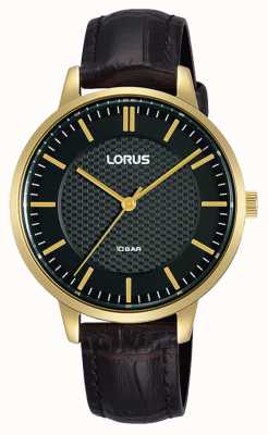 Lorus Damen Quarz schwarzes Zifferblatt braunes Lederarmband RG276TX9