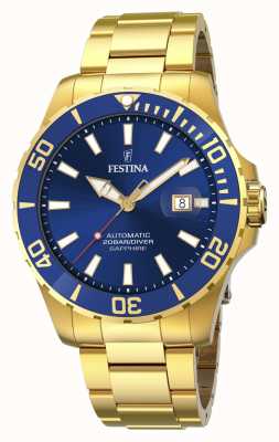 estina Herren | blaues Zifferblatt | vergoldetes Armband | automatische Uhr F20533/1