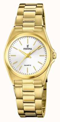 Festina Damen | weißes Zifferblatt | PVD-vergoldetes Armband F20557/2