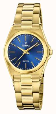 Festina Damen | blaues Zifferblatt | PVD-vergoldetes Armband F20557/4