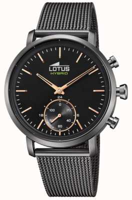 Lotus Hybrid vernetzte Smartwatch | schwarzes Zifferblatt | schwarzes Mesh-Armband aus Stahl L18806/1