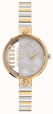 Versus Versace Rue Denoyez Zweifarbige Uhr mit Glitzer-Zifferblatt VSPZV0221