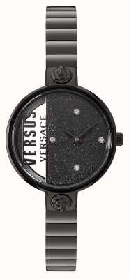 Versus Versace Rue Denoyez Uhr mit schwarzem Glitzer-Zifferblatt VSPZV0521