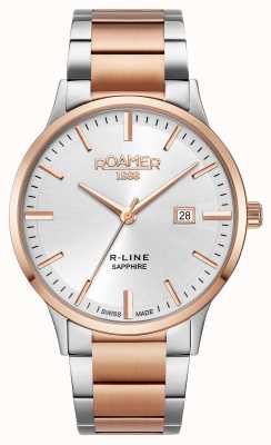 Roamer R-line klassisches silbernes Zifferblatt Roségold zweifarbiges Armband 718833 47 15 70