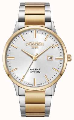 Roamer R-line klassisches silbernes Zifferblatt zweifarbiges goldenes Armband 718833 48 15 70