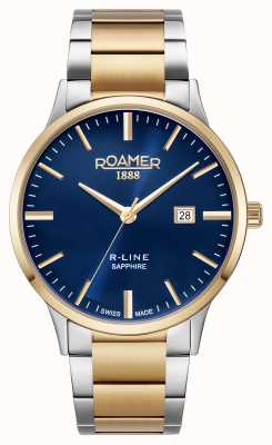 Roamer R-line klassisches, blaues Zifferblatt, zweifarbiges Goldarmband 718833 48 45 70