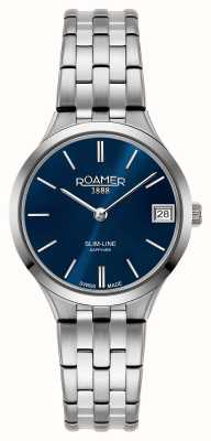 Roamer Schlankes klassisches Stahlarmband mit blauem Zifferblatt für Damen 512857 41 45 20