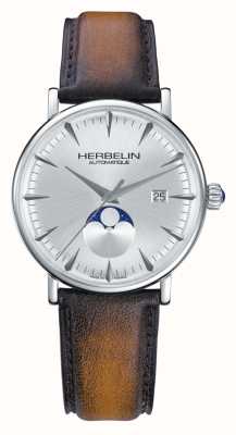 Herbelin Inspiration Uhr in limitierter Auflage mit silbernem Zifferblatt und braunem Lederarmband 1547/TN12GP