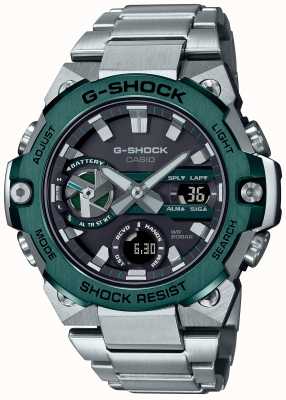 Casio G-Shock G-Steel Carbon Core Guard Bluetooth-Edelstahl-Uhr mit grüner Lünette GST-B400CD-1A3ER