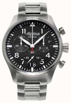 Alpina Startimer Fliegerchronograph Großdatum Edelstahl AL-372B4S6B