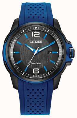 Citizen Sport | schwarzes Zifferblatt | blaues Silikonarmband AW1655-01E