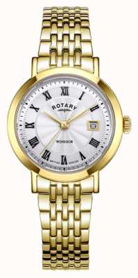 Rotary Damen-Windsor-Armbanduhr aus goldfarbenem PVD-Edelstahl LB05423/01