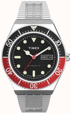 Timex M79 Automatik, 40 mm, schwarzes Zifferblatt, schwarzer und roter oberer Ring TW2U83400