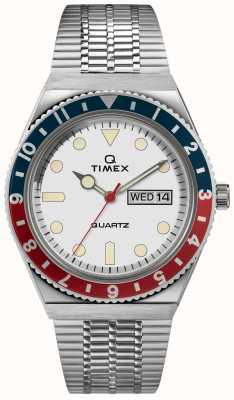 Timex Q Taucher-inspiriertes Edelstahlgehäuse, weißes Zifferblatt, Edelstahlband TW2U61200
