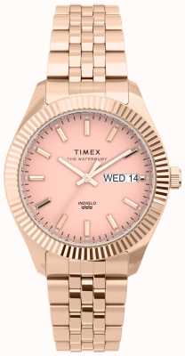 Timex Waterbury Boyfriend 36 mm Edelstahlgehäuse, roségoldfarbenes Armband TW2U78400