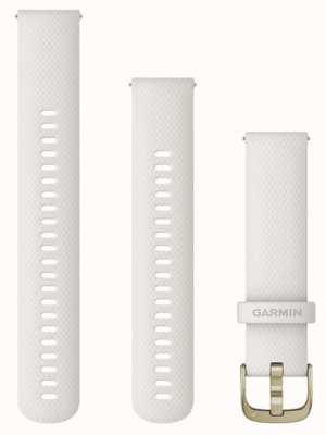 Garmin Schnellverschlussarmband (20 mm), elfenbeinfarbenes Silikon / cremegoldene Hardware – nur Armband 010-12932-53