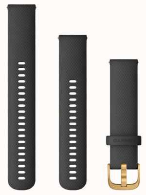 Garmin Schnellverschlussband (20 mm), schwarzes Silikon / goldene Hardware – nur Band 010-12932-13