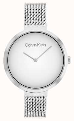 Calvin Klein Minimalistisches T-Steg-Edelstahlarmband mit weißem Zifferblatt 25200079