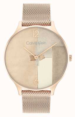 Calvin Klein 2h-Patchwork-Zifferblatt | Mesh-Armband aus roségoldenem Stahl 25200006