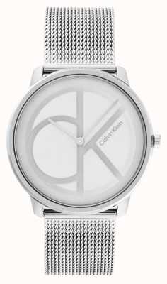 Calvin Klein Silbernes und weißes ck-Zifferblatt | Mesh-Armband aus Stahl 25200027