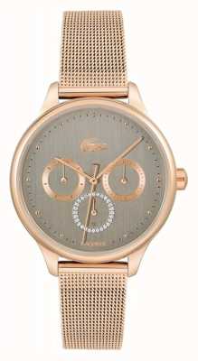 Lacoste Birdie für Damen | graues Zifferblatt | Mesh-Armband aus Roségold 2001205