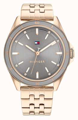Tommy Hilfiger Damen Emma | graues Zifferblatt | rosévergoldetes Armband 1782482