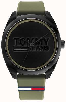 Tommy Jeans Herren San Diego | schwarzes Zifferblatt | grünes Silikonband 1791930