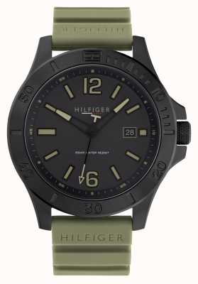 Tommy Hilfiger Ryan Uhr mit schwarzem und grünem Silikonarmband 1791992