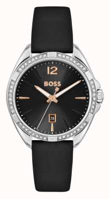 BOSS Frauenfelina | schwarzes Zifferblatt | schwarzes Lederband 1502624